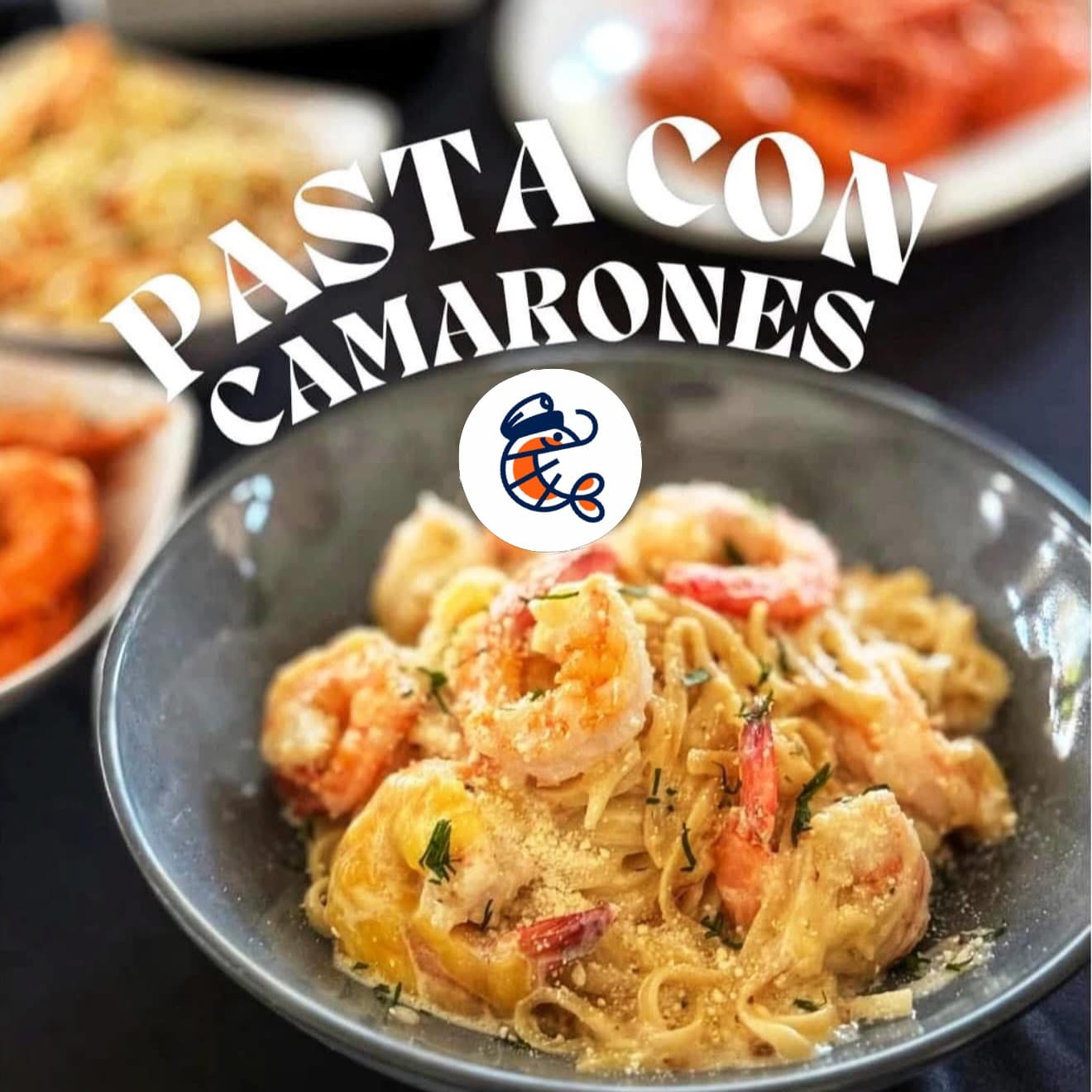Pasta con camarones en salsa cremosa